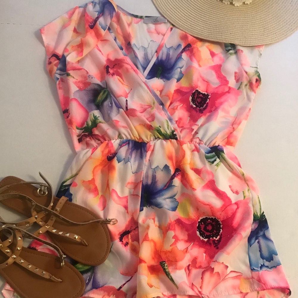Multicolored floral romper